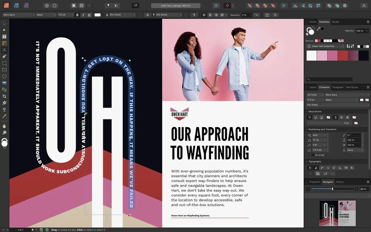 Affinity Publisher reel 1 affinity publisher mac: main interface