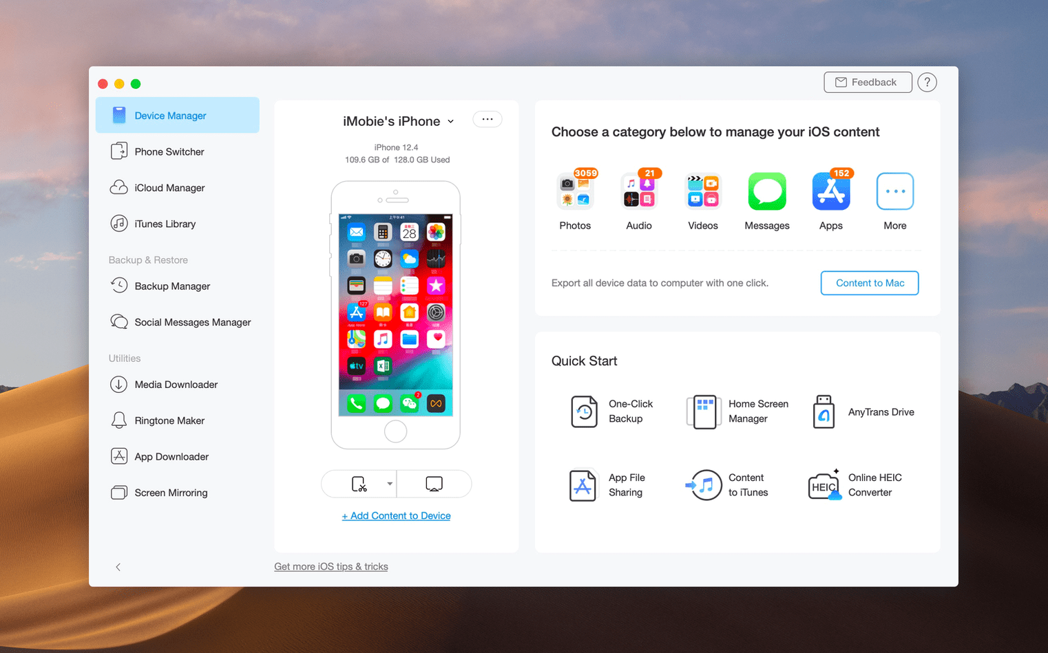 AnyTrans for iOS — photo 1 anytrans for ios download UI