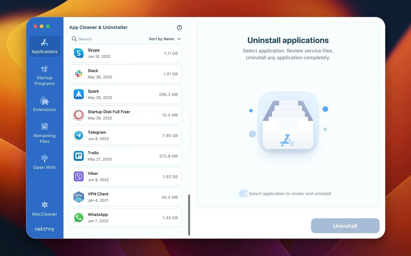 App Cleaner & Uninstaller reel 1 app cleaner & uninstaller: main interface