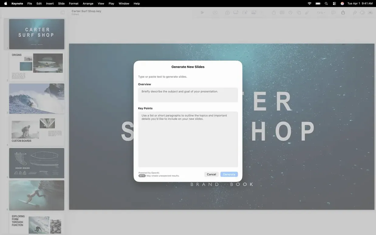 Apple Keynote — photo 3 Apple Keynote options, screen 3
