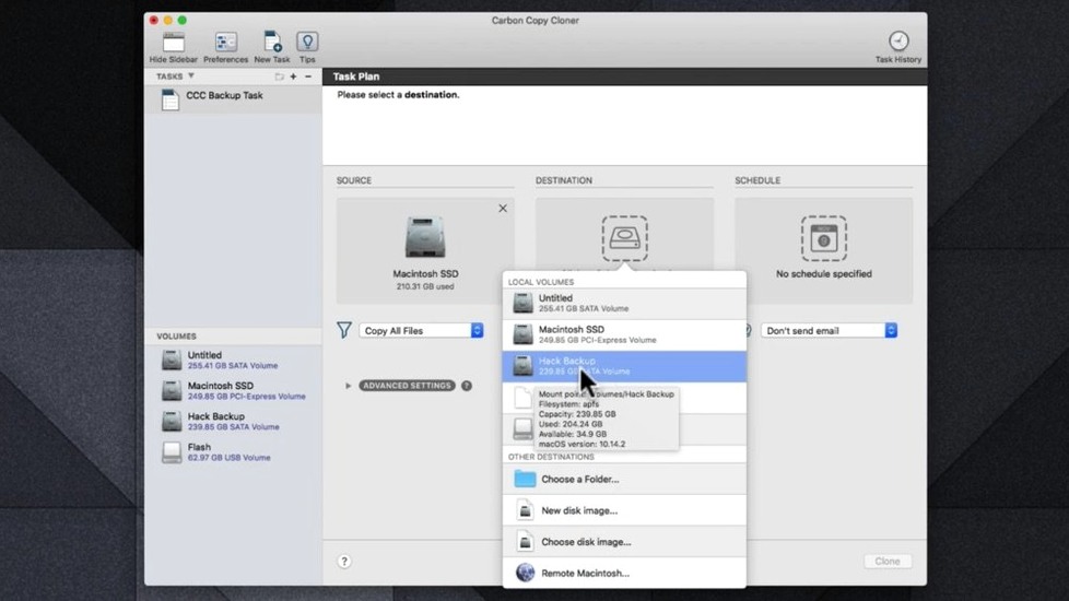Carbon Copy Cloner — photo 3 Carbon Copy Cloner options, screen 3
