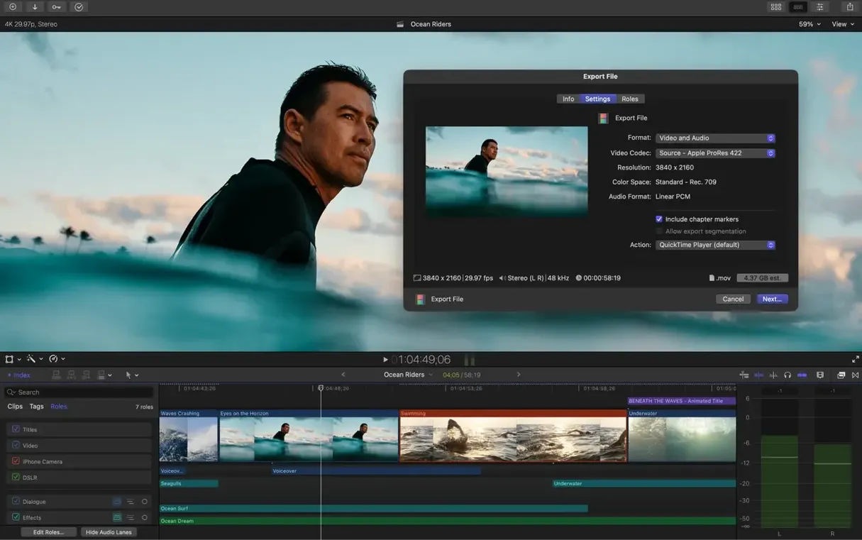 Final Cut Pro — photo 7 Final Cut Pro options, screen 7