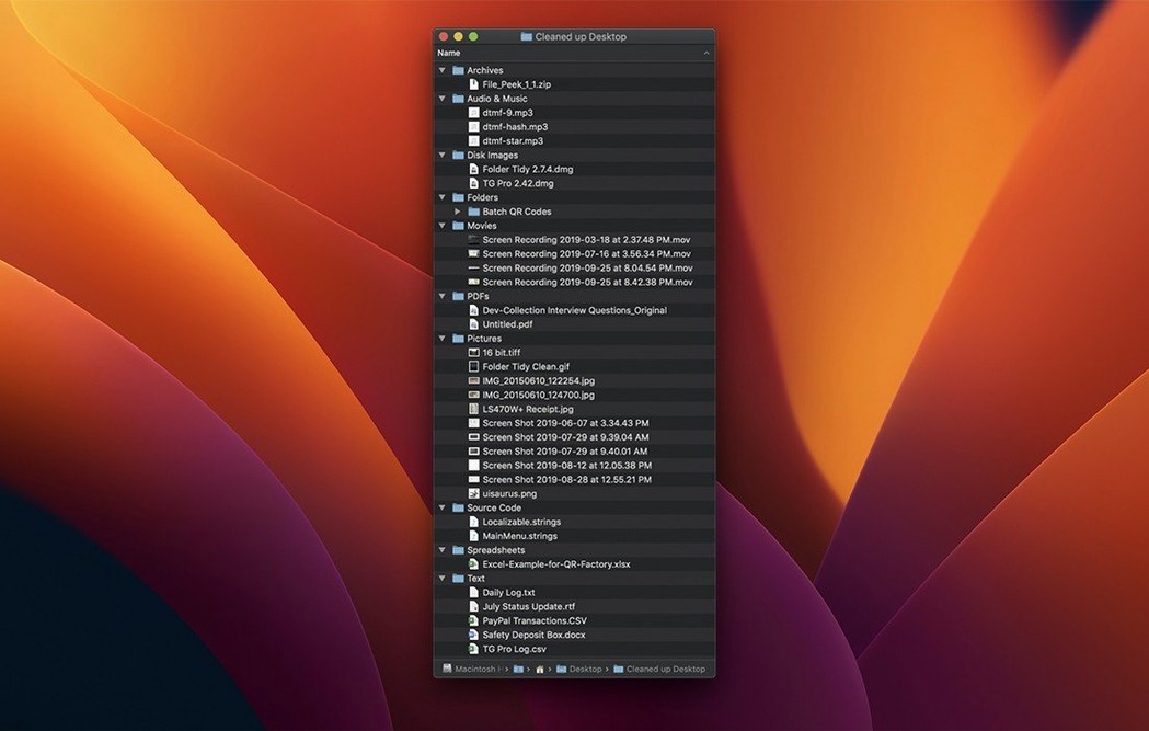 Folder Tidy — photo 5 Folder Tidy options, screen 5