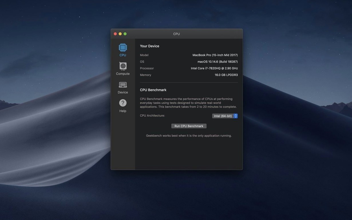 Geekbench 7 — photo 1 geekbench 7 crack mac: main interface
