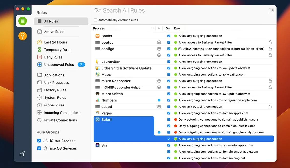 Little Snitch — photo 2 Little Snitch options, screen 2