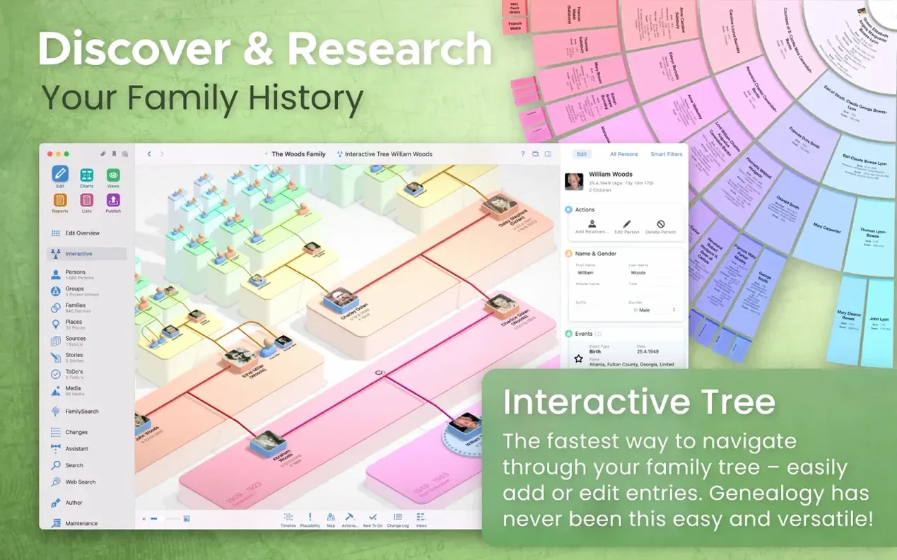 MacFamilyTree — photo 1 macfamilytree crack: main interface