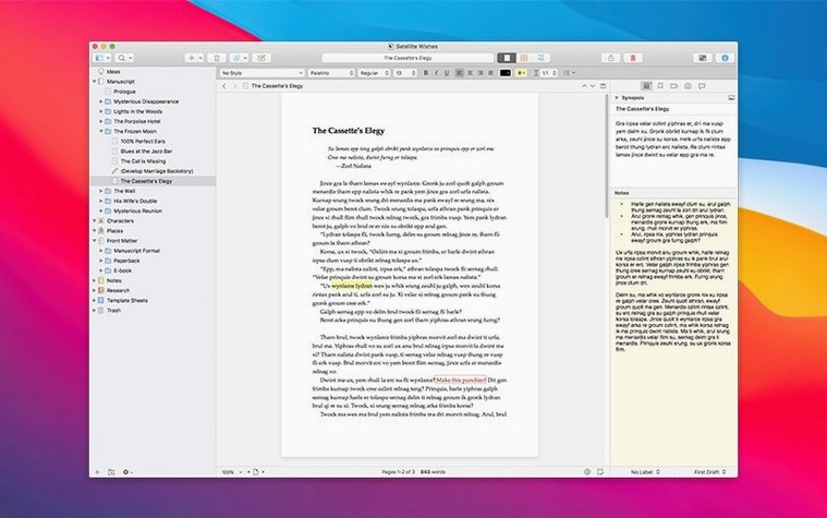 Scrivener reel 1 scrivener free download mac: main interface