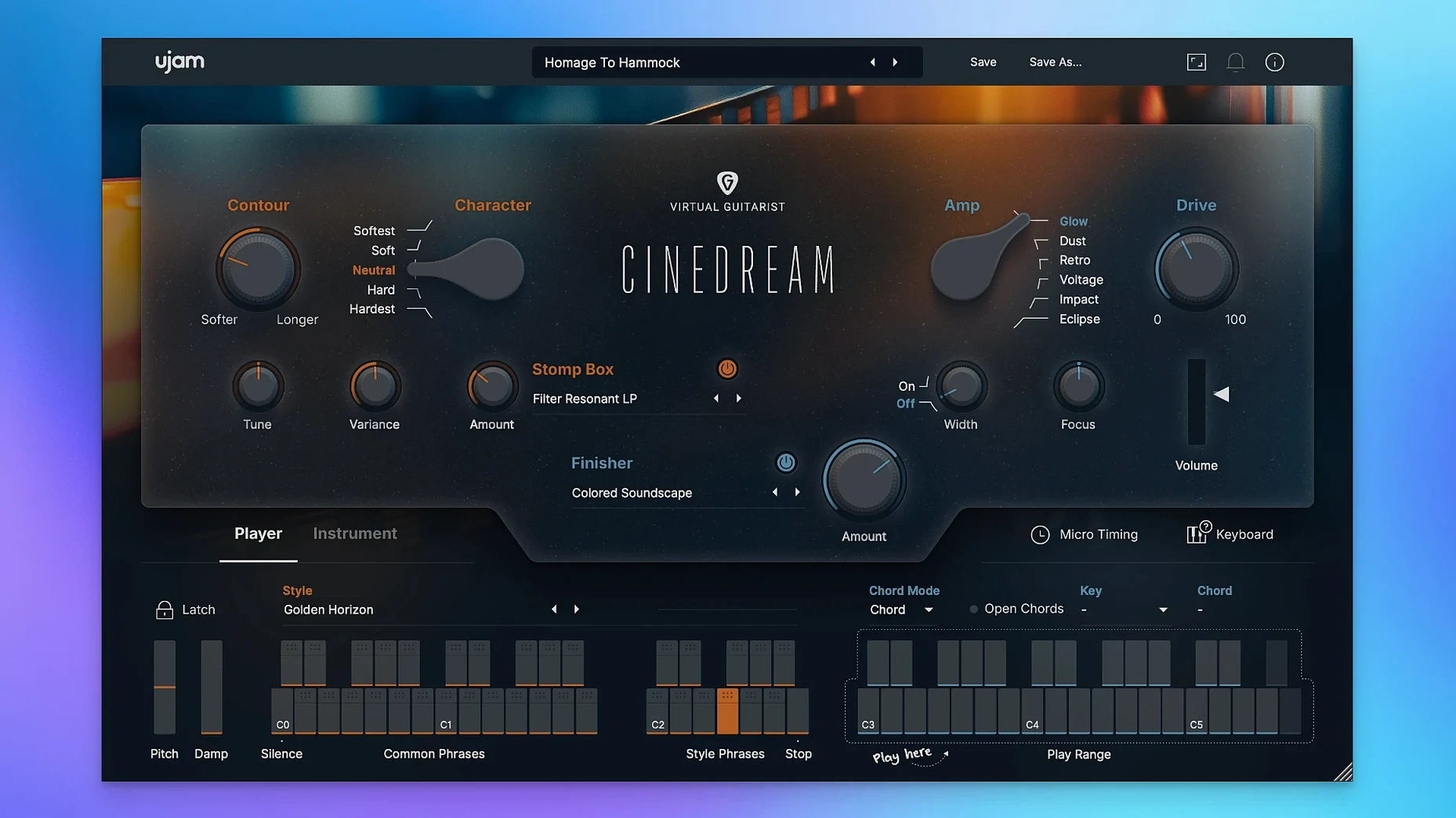 uJAM Cinedream — photo 1 ujam virtual guitarist cinedream UI
