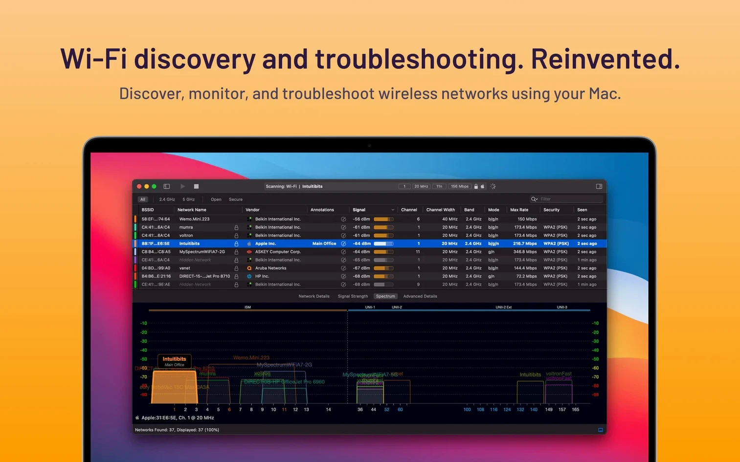 WiFi Explorer Pro 3 — photo 1 wifi explorer pro 3 mac download: main interface